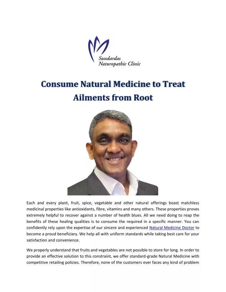 consume natural medicine to treat ailments from