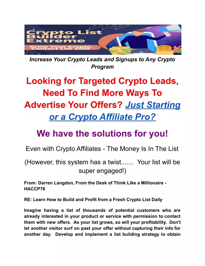increase your crypto leads and signups