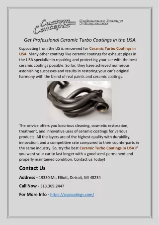 Get the best Professional Ceramic Turbo Coatings in the USA.