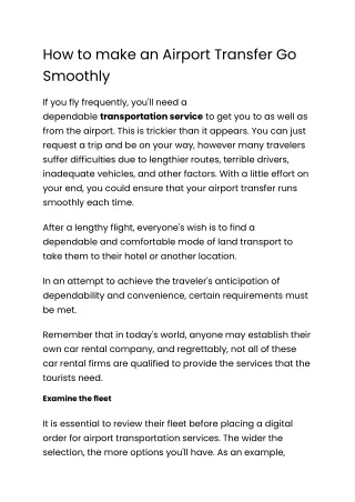 how to make an airport transfer go smoothly