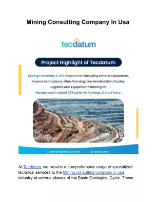 mining consulting company in usa