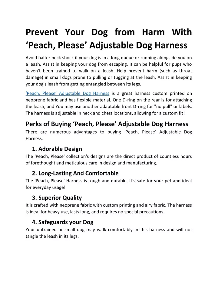 prevent your dog from harm with peach please