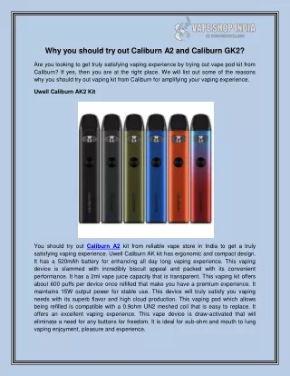why you should try out caliburn a2 and caliburn