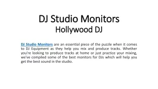DJ Studio Monitors - Hollywood DJ