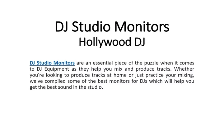 dj studio monitors hollywood dj