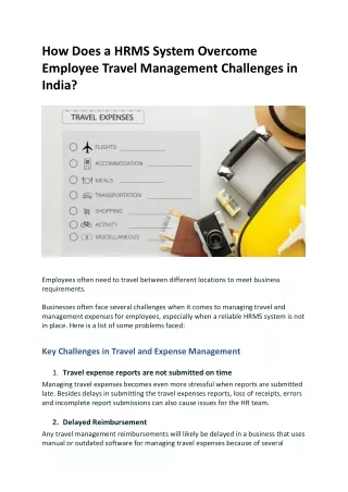 How Does a HRMS System Overcome Employee Travel Management Challenges in India