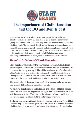 The importance of Cloth Donation and the DO and Don’ts of it