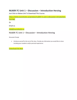 nu609 7c unit 1 discussion introduction herzing