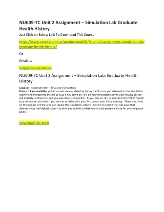 nu609 7c unit 2 assignment simulation