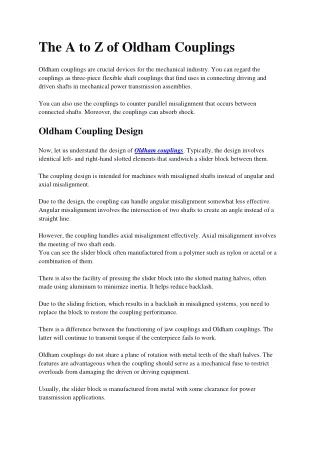 the a to z of oldham couplings oldham couplings