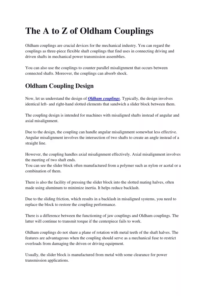 the a to z of oldham couplings oldham couplings