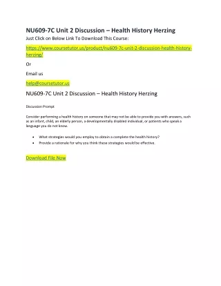 nu609 7c unit 2 discussion health history herzing