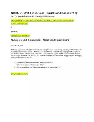 nu609 7c unit 4 discussion nasal conditions