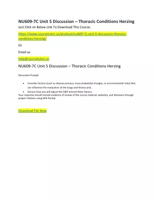nu609 7c unit 5 discussion thoracic conditions