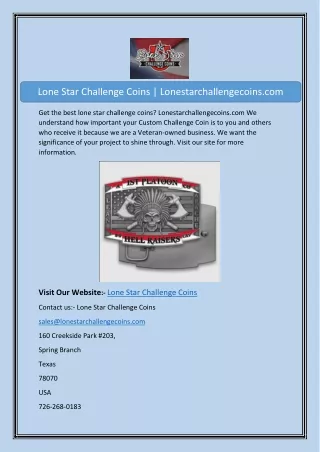 Lone Star Challenge Coins | Lonestarchallengecoins.com