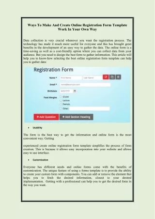 Ways To Make And Create Online Registration Form Template Work In Your Own Way