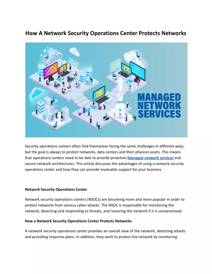 how a network security operations center protects