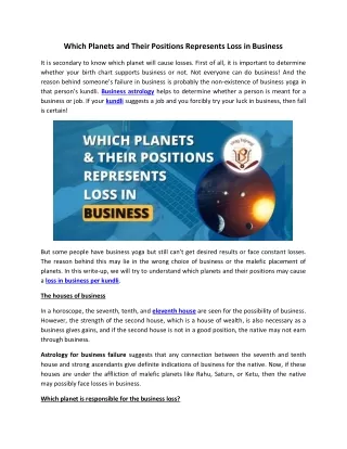 which planets and their positions represents loss