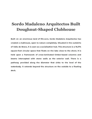 Sordo Madaleno Arquitectos Built Doughnut-Shaped Clubhouse