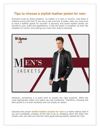 tips to choose a stylish leather jacket for men