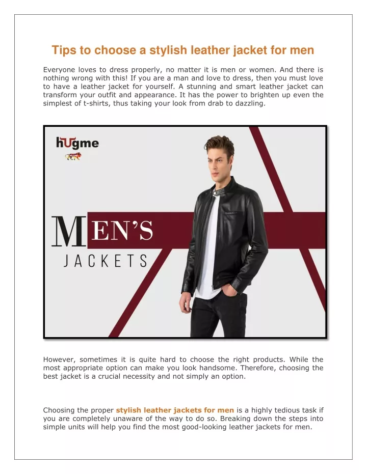 tips to choose a stylish leather jacket for men