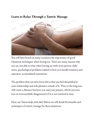 learn to relax through a tantric massage