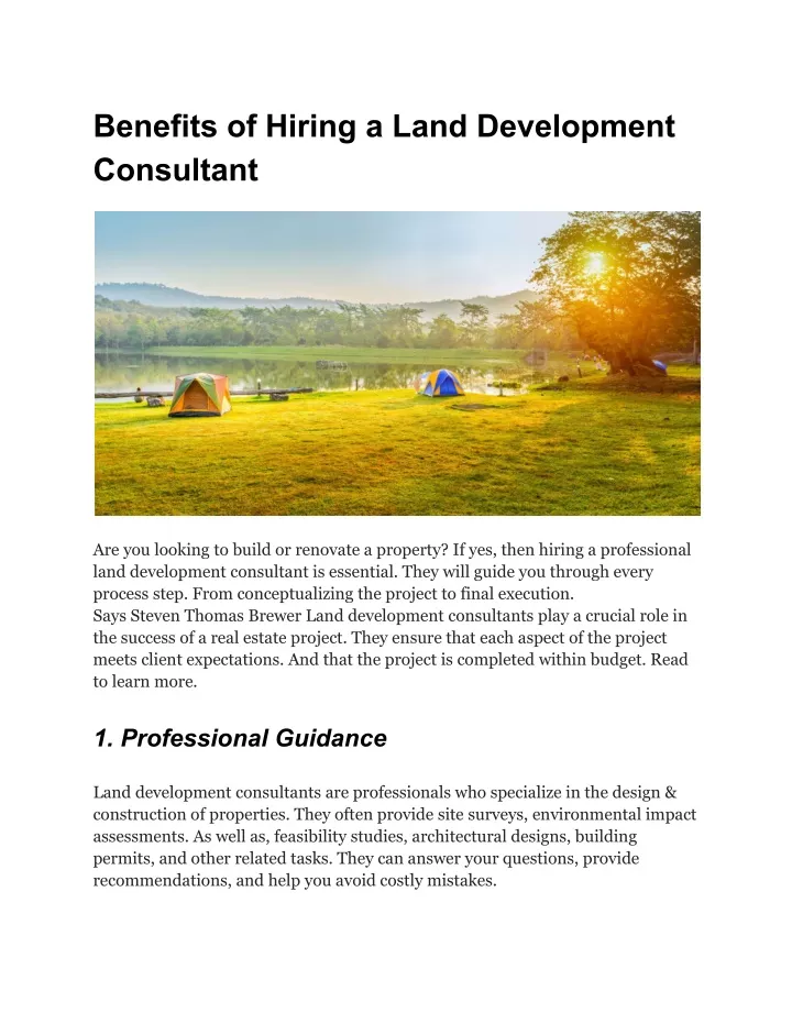 benefits of hiring a land development consultant