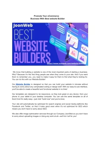 promote your ecommerce business with best website