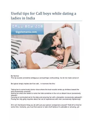 useful tips for call boys while dating a ladies