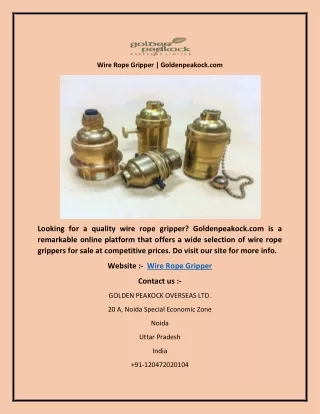 Wire Rope Gripper | Goldenpeakock.com