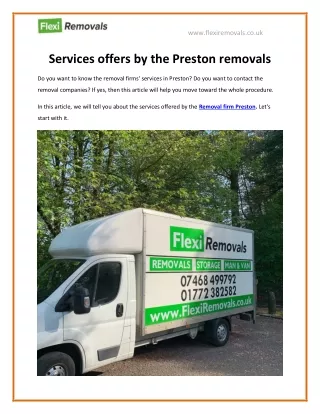 Services offers by the Preston removals