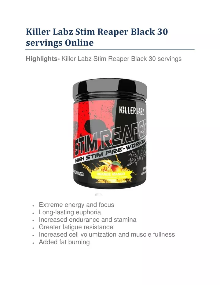 Ppt Killer Labz Stim Reaper Black 30 Servings Online Powerpoint Presentation Id 11496589