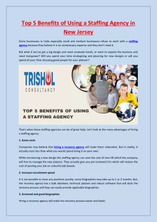 Top 5 Benefits of Using a Staffing Agency in New Jerse1