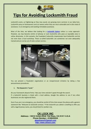 tips for avoiding locksmith fraud