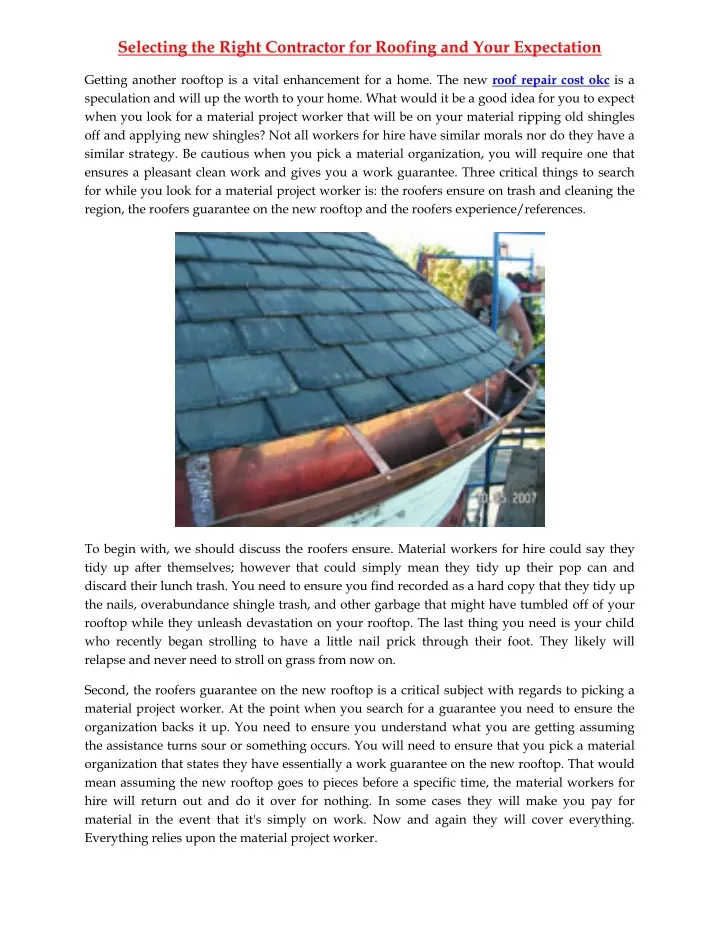 selecting the right contractor for roofing