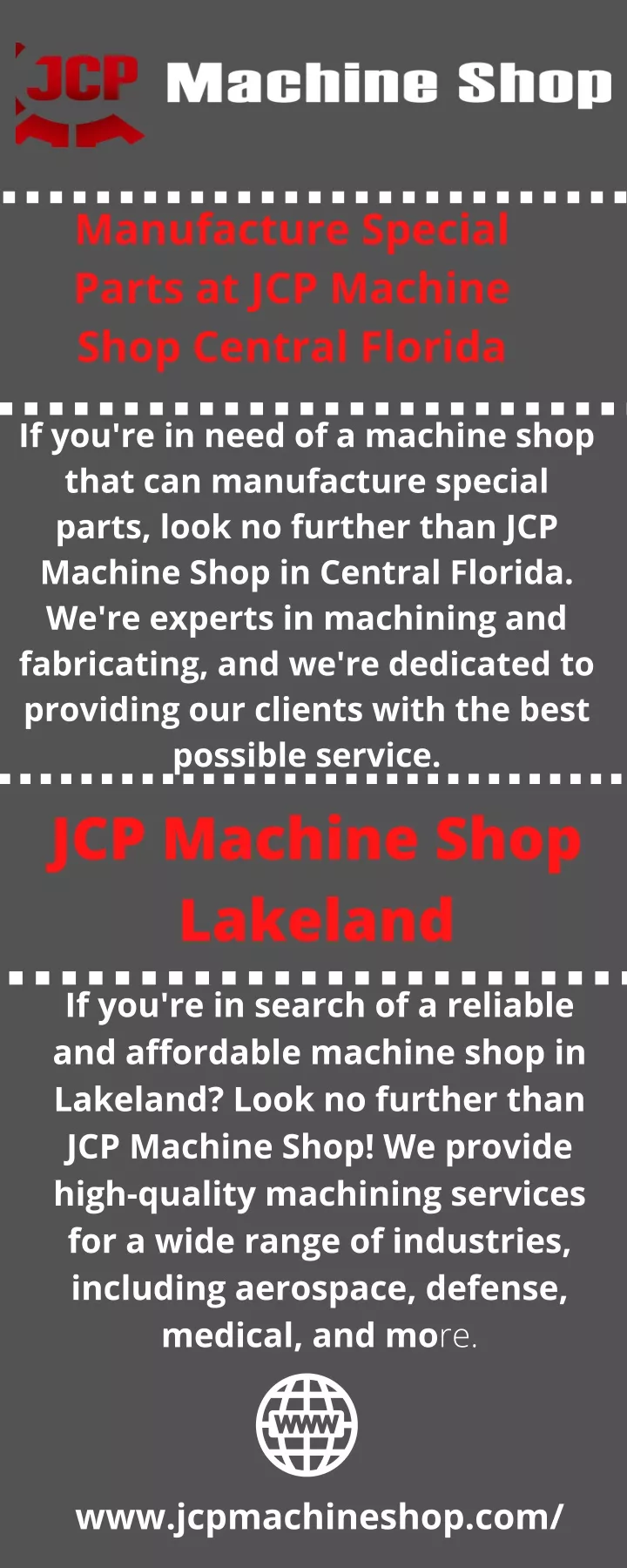 manufacture special parts at jcp machine shop