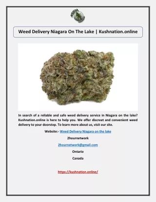 Weed Delivery Niagara On The Lake | Kushnation.online