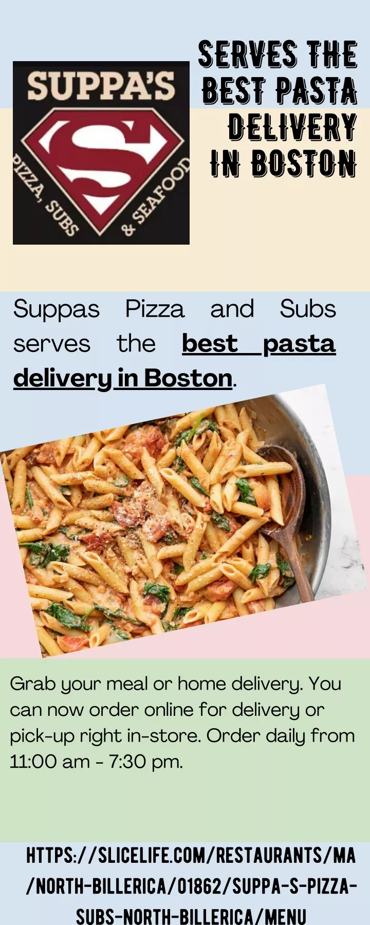 serves the best pasta delivery in boston