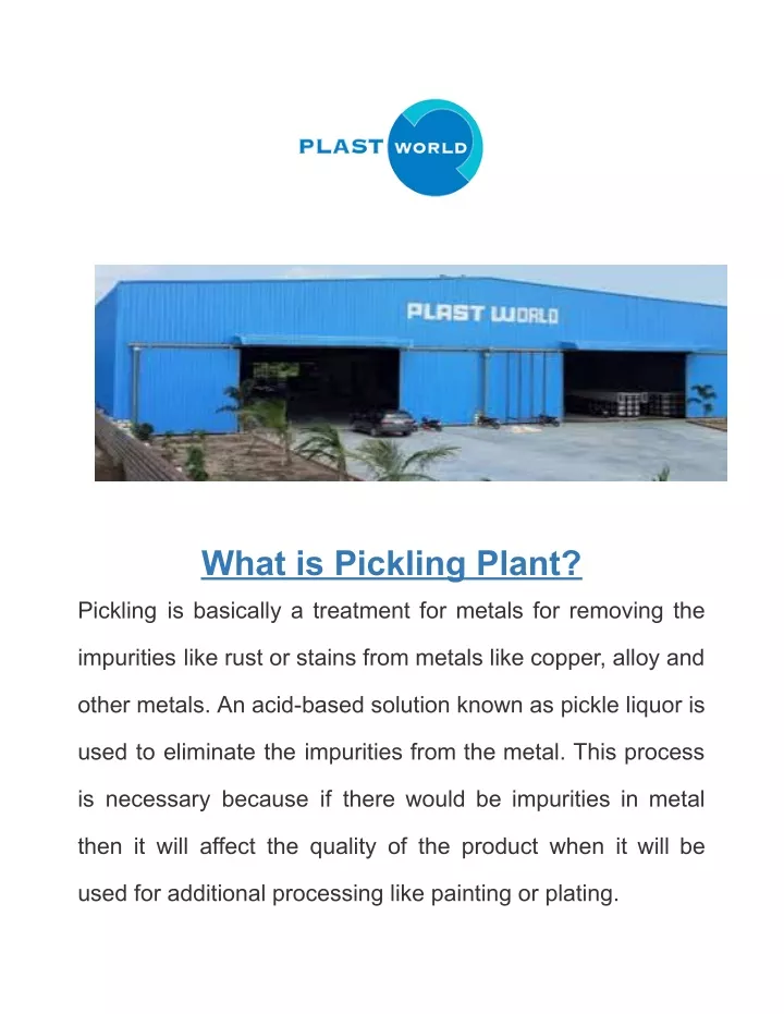 what is pickling plant