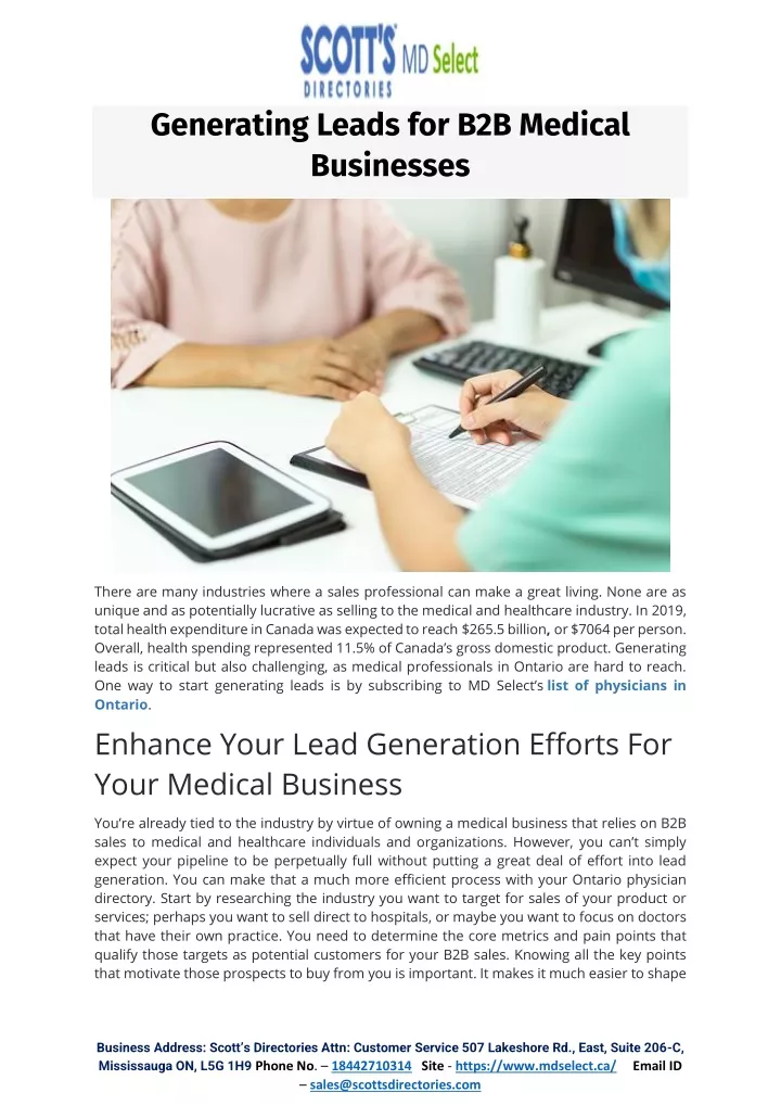 generating leads for b2b medical businesses