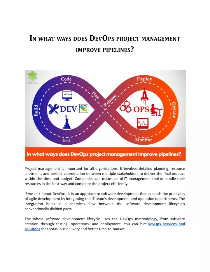 i n what ways does d ev o ps project management