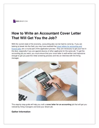 How to Write an Accountant Cover Letter That Will Get You the Job | Bizzlibrary