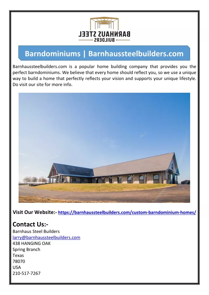 barndominiums barnhaussteelbuilders com