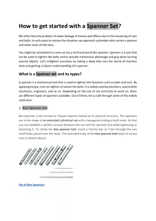 how to get started with a spanner set