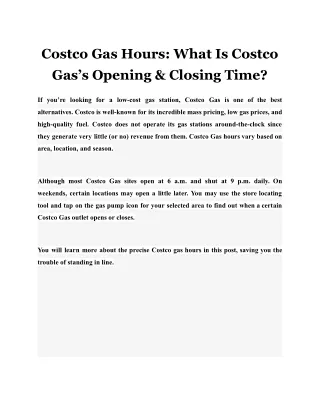 Costco Gas Hours: What Is Costco Gas’s Opening & Closing Time?