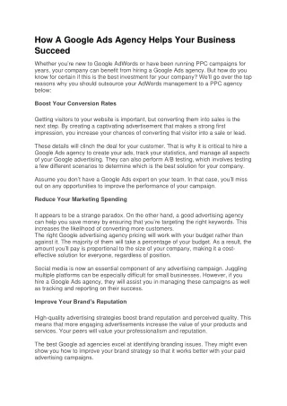 how a google ads agency helps your business