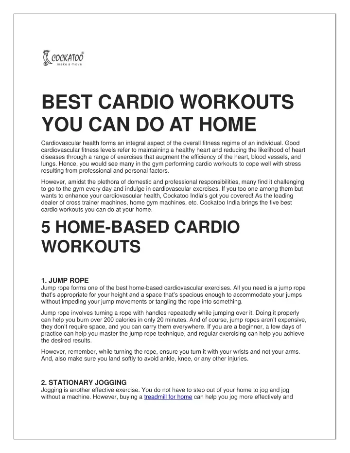 best cardio workouts you can do at home