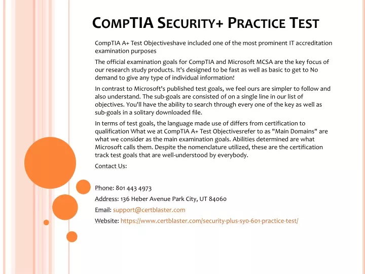 comptia security practice test