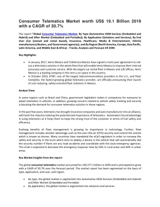 consumer telematics market worth us 19 1 billion