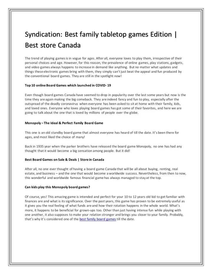 syndication best family tabletop games edition